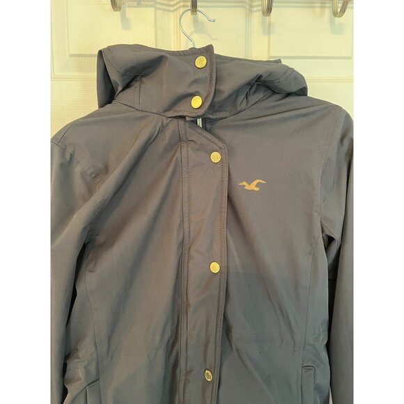 Hollister Grey All Weather Collection Sherpa Lined Hooded Winter Coat Medium - Picture 2 of 8